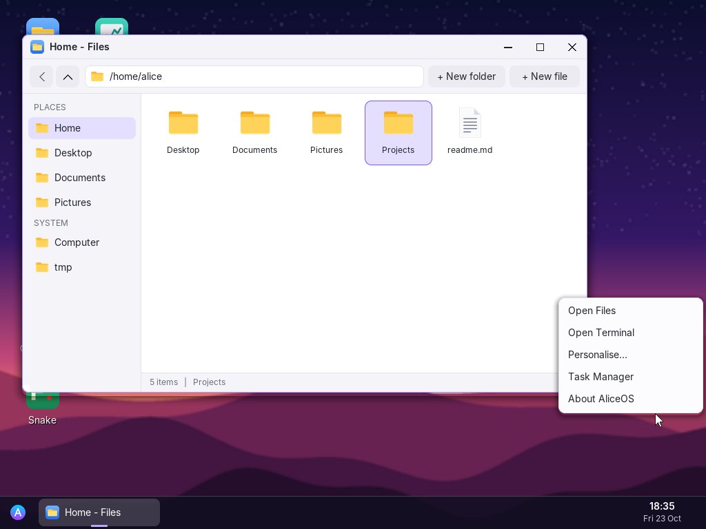 File explorer and desktop menu
